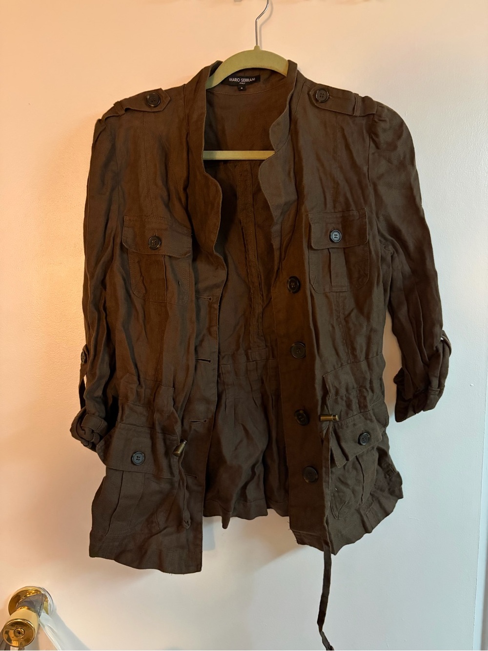 Mario Serrani Brown Utility Jacket with Button Front - Picture 1 of 8